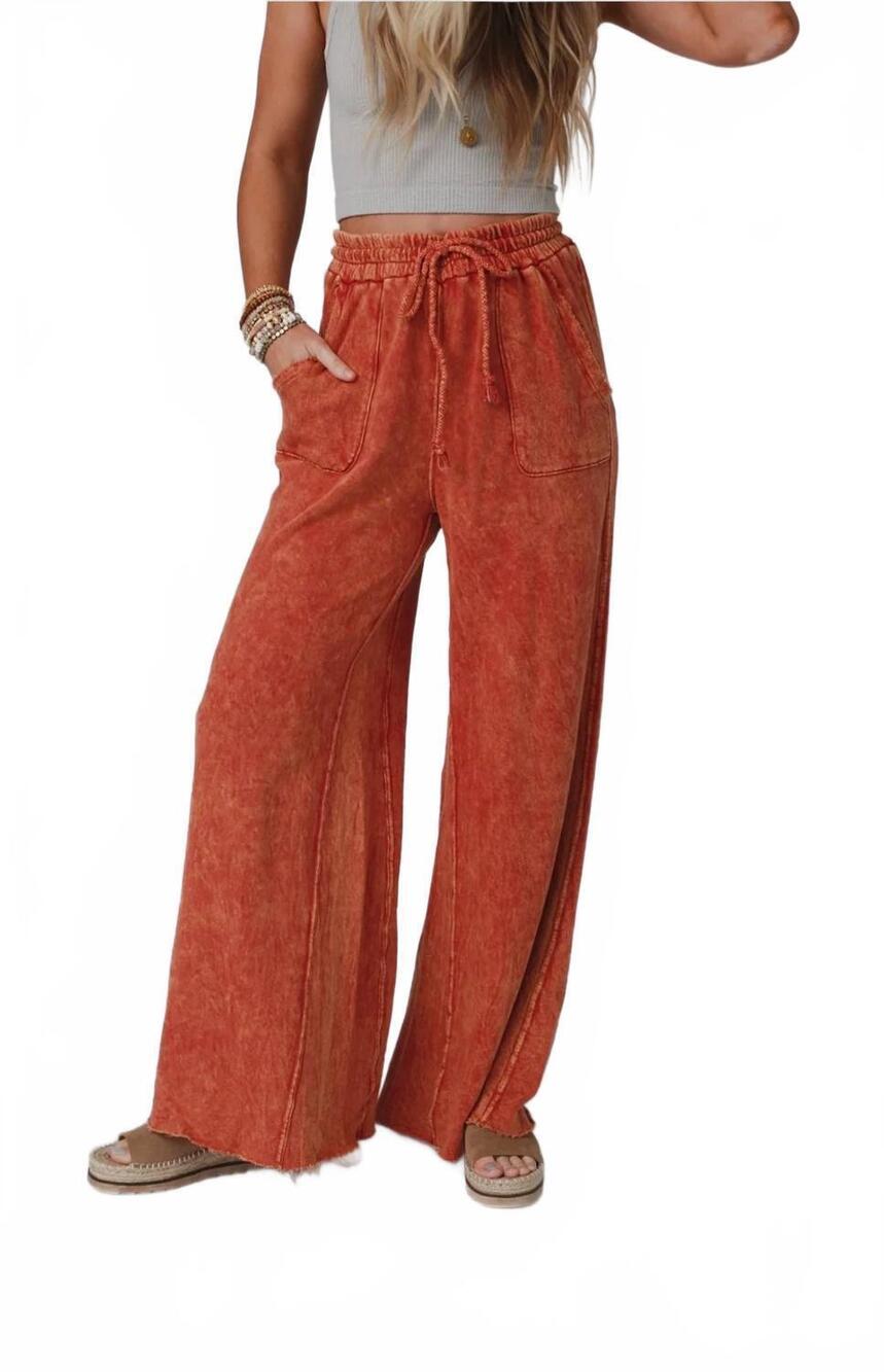NEW THREE BIRD NEST women's relaxing wide leg robin pants in brick